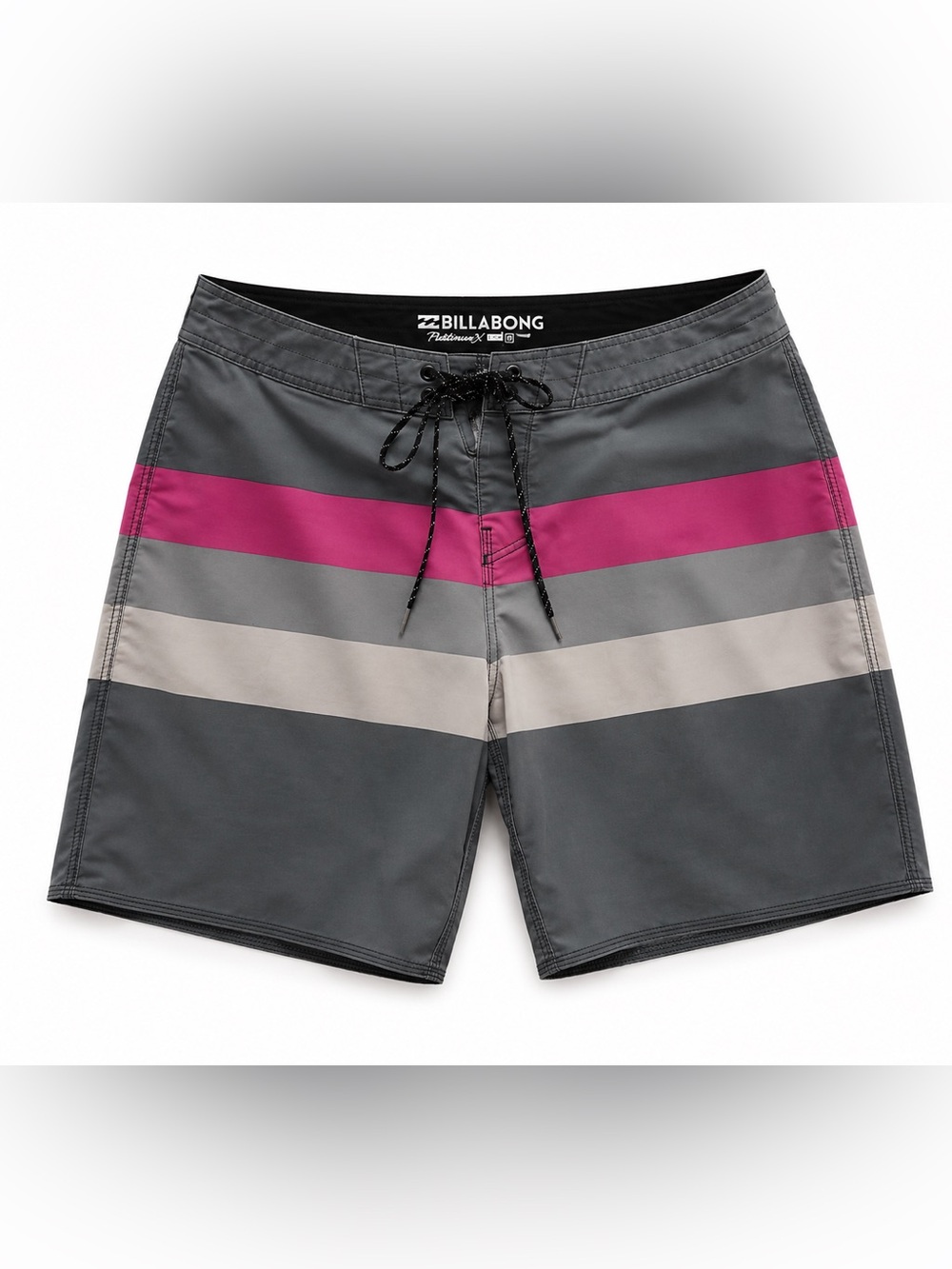Billabong Men’s Charcoal & Magenta Striped Board Shorts